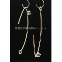 圓弧線晶鑽修長耳勾-3*40mm-2對