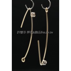 圓弧線晶鑽修長耳勾-3*40mm-2對