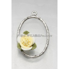 黃色玫瑰橢圓連接墜飾