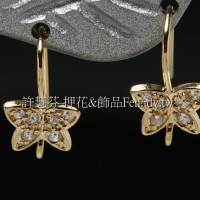 水鑽蝴蝶亮麗耳針-8*15mm2個