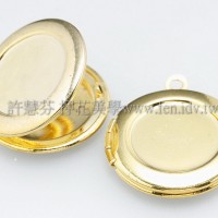 精緻相片夾金色圓形墜飾21*23mm-2個