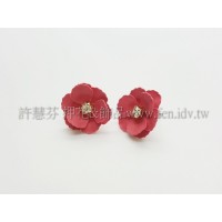 15mm小山茶花耳針-1包-2個