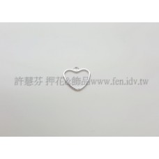 15x15mm有孔心形圈銀色-1包-1個