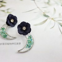 月夜-灌膠押花植物耳環