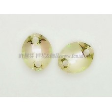 6734施華洛葉子雙孔14mm黃萊姆-2個