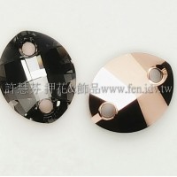 6734施華洛葉子雙孔14mm玫瑰金夜彩-2個