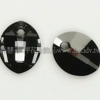 6734施華洛葉子雙孔23mm銀色夜彩-2個