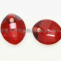 6734施華洛葉子雙孔14mm紅岩-2個