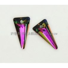 6480施華洛倒三角形18mm綠紫彩光-2個