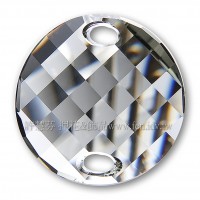 28mm施華洛3221圓形波浪雙孔水晶001GSHA28mm銀色月光1個