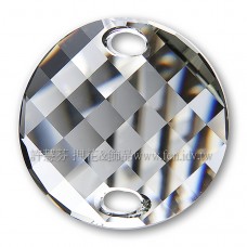 28mm施華洛3221圓形波浪雙孔水晶001GSHA28mm銀色月光1個