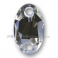 施華洛3231橢圓形立體雙孔001MOL水晶23x14mm銀色月光1個