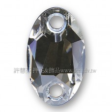施華洛3231橢圓形立體雙孔001MOL水晶23x14mm銀色月光1個