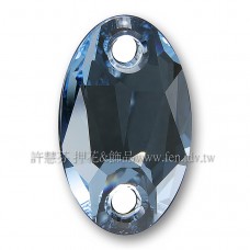 施華洛3231橢圓形立體雙孔202水晶28x17mm水藍1個