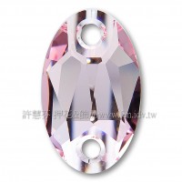 施華洛3231橢圓形立體雙孔223水晶23x14mm粉紅1個
