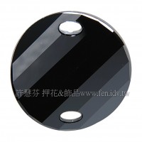 18mm施華洛3221圓形波浪雙孔水晶280Jet18mm黑寶石1個