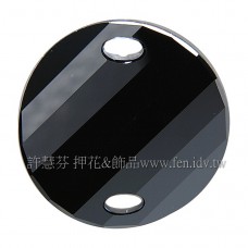 28mm施華洛3221圓形波浪雙孔水晶280Jet28mm黑寶石1個