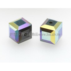 5601施華洛方形珠280-6mm黑玉+AB-6個