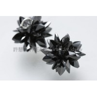 花朵綻放晶鑽黑鋯石墜飾-12mm-1個