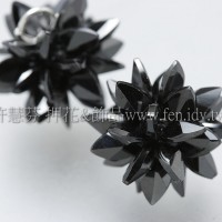 花朵綻放晶鑽黑鋯石墜飾-12mm-1個