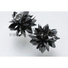 花朵綻放晶鑽黑鋯石墜飾-12mm-1個