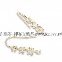 三彩晶鑽耳勾14K-3x22mm-1對