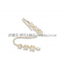 三彩晶鑽耳勾14K-3x22mm-1對