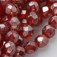 捷克棗形珠4mm亮彩櫻桃紅色-50個