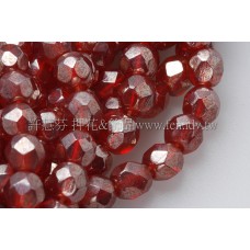 捷克棗形珠4mm亮彩櫻桃紅色-50個