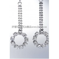 垂吊式圓形水鑽-連接墜飾正白