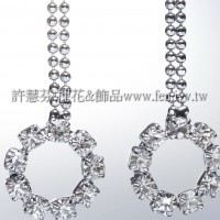 垂吊式圓形水鑽-連接墜飾正白