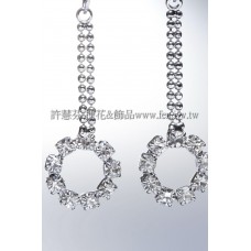 垂吊式圓形水鑽-連接墜飾正白