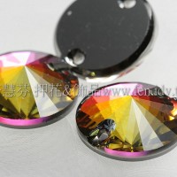 3200施華洛圓錐形雙孔-12mm七彩桃菊光1包-2個