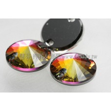 3200施華洛圓錐形雙孔-12mm七彩桃菊光1包-2個