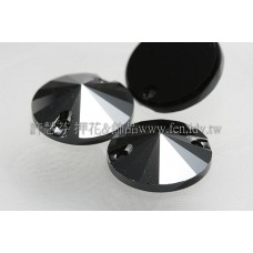 3200施華洛圓錐形雙孔-12mm亮光黑礦石-2個