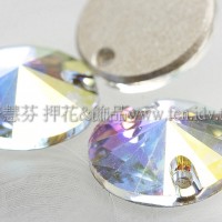 3200施華洛圓錐形雙孔-12mm晶瑩透明AB-2個