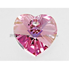 施華洛6202心形桃粉色10*10mm-6個