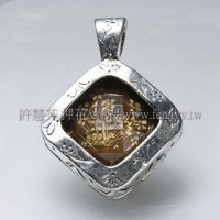 菱形復古壓花墜飾-30*39mm-1個