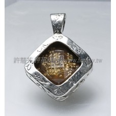 菱形復古壓花墜飾-30*39mm-1個