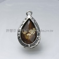 水滴形復古壓花墜飾-33*21mm-1個