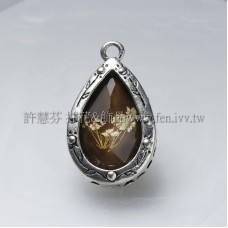 水滴形復古壓花墜飾-33*21mm-1個
