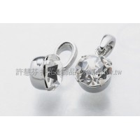 圓形高雅水鑽墜飾正白-18*10mm-2個