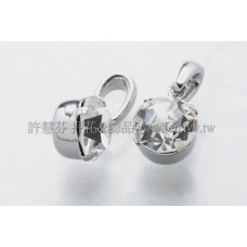 圓形高雅水鑽墜飾正白-18*10mm-2個