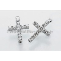 十字架晶鑽連接墜飾-18*10mm-2個