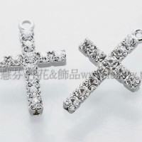 十字架晶鑽連接墜飾-18*10mm-2個