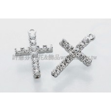 十字架晶鑽連接墜飾-18*10mm-2個