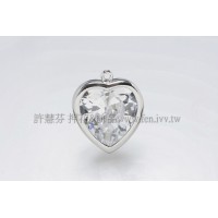 愛心形正白滾邊大鋯石-18*16mm-1個