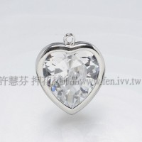 愛心形正白滾邊大鋯石-18*16mm-1個