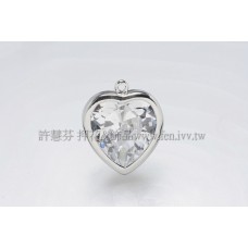 愛心形正白滾邊大鋯石-18*16mm-1個