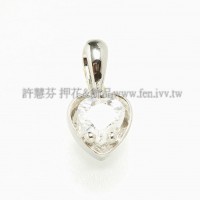 心形爪鑽墜飾正白-6*13mm-1個
